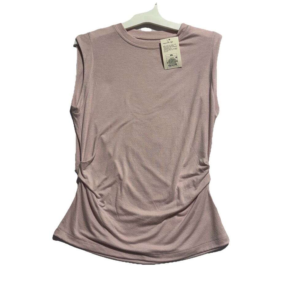 A New Day Women’s Light Pink Sleeveless Top Ruched Detail Casual Comfy Size XS